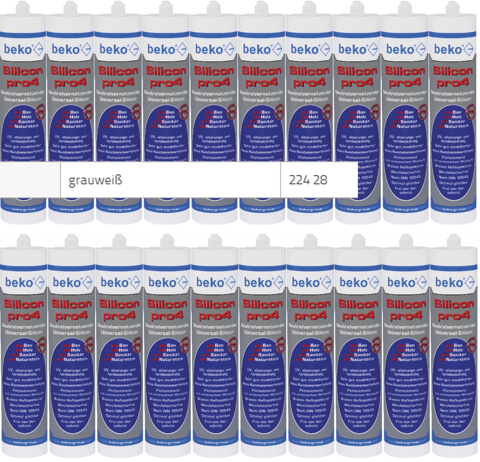 Beko 20x pro4 Premium-Silicon 310ml - 1 Karton - grauweiß