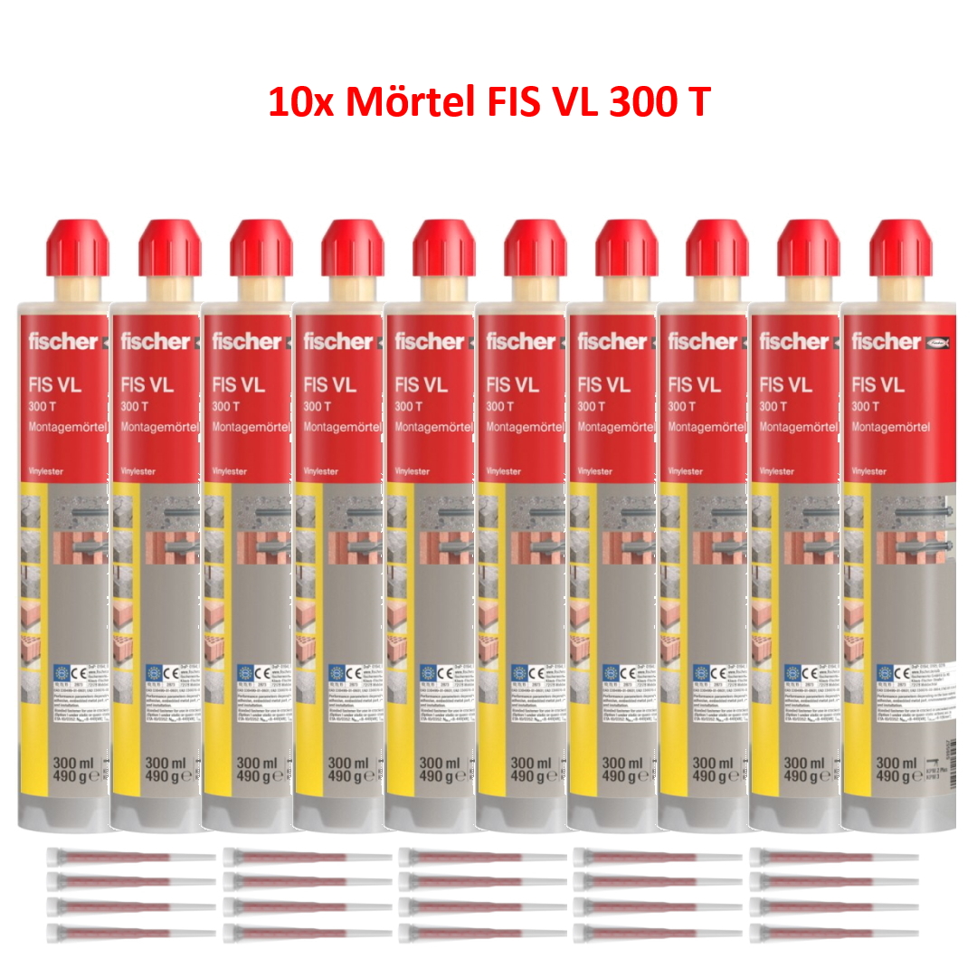 Fischer Montagemörtel FIS VL 300 T - 10 Stück inkl. 20x Statikmischer - 519557