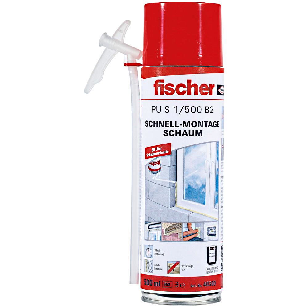 1x Fischer 1K Schnellmontageschaum-Bauschaum-Füllschaum PU S1/500ml B2