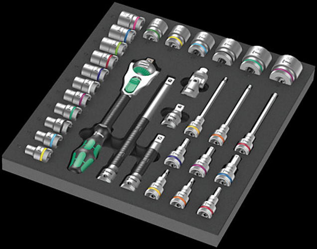 Wera 9722 Einlage Werkstattwagen 8000 C Zyklop Knarre 1/2" - 31‑tlg - 05150112001