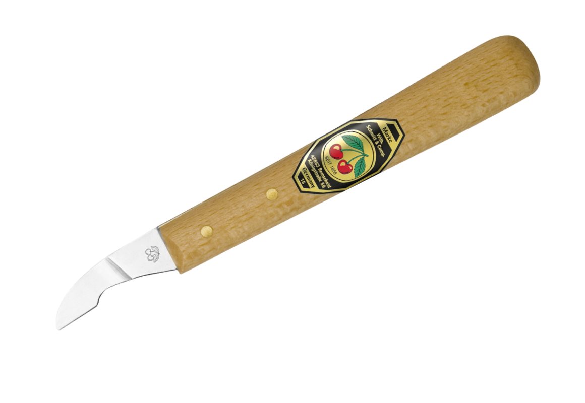 Kirschen Kerbschnitzmesser - Nr. 3351000 - kurze schräge Schneide - Weißbuchenheft