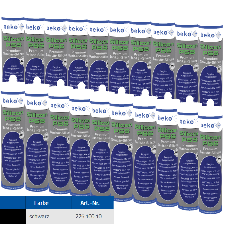 Beko 20x Premium Sanitär Silicon 310ml - PSS Silicon Premium - schwarz