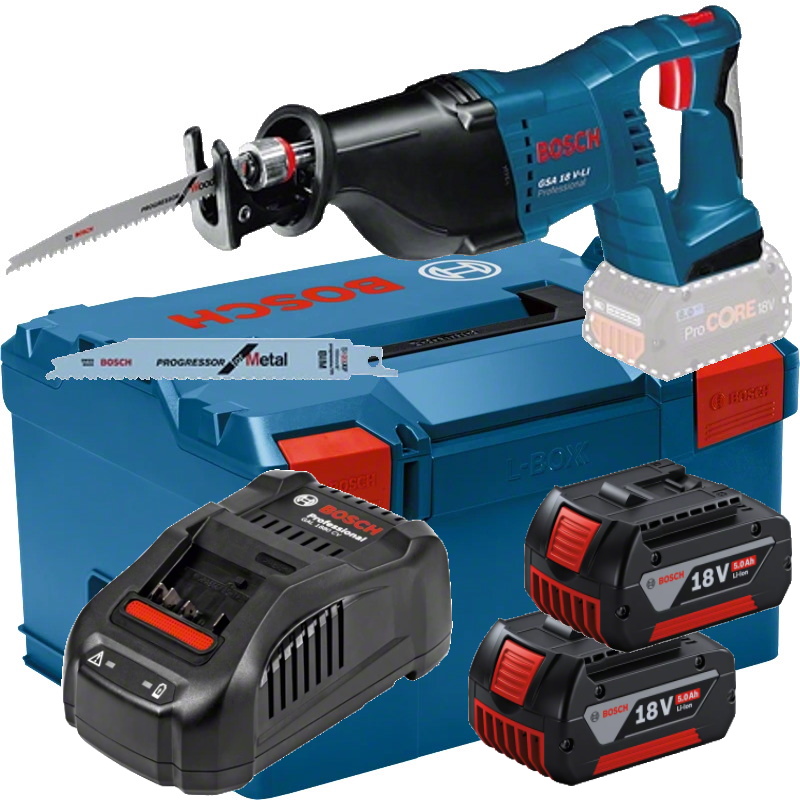 Bosch Akku-Säbelsäge GSA 18V-LI - L-BOXX - 2x Akku 5AH - GAL1880CV