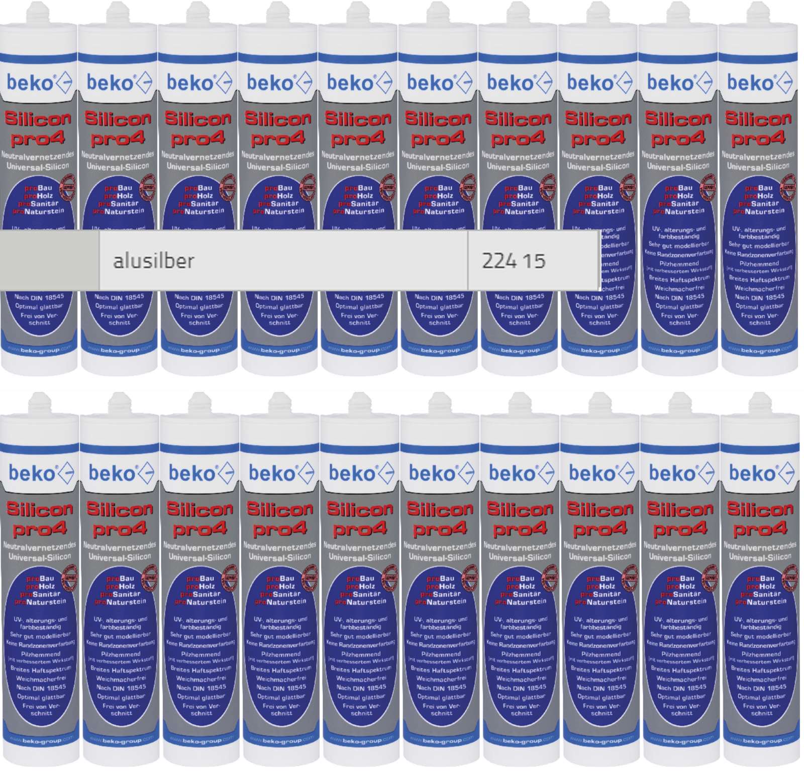 Beko 20x pro4 Premium-Silicon 310ml - 1 Karton - alusilber