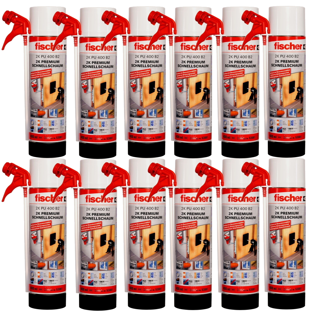 12x Fischer 2K Premium Schnellschaum PU 400 B2 Zargenschaum Montageschaum 53081