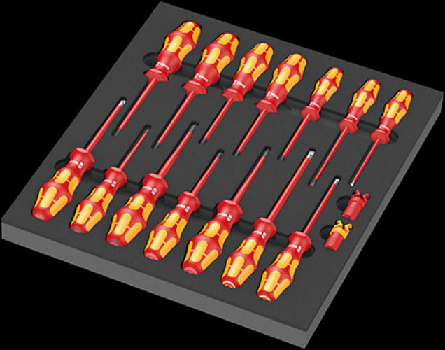 Wera 9711 Einlage Werkstattwagen VDE Schraubendreher - 16‑tlg - 05150102001