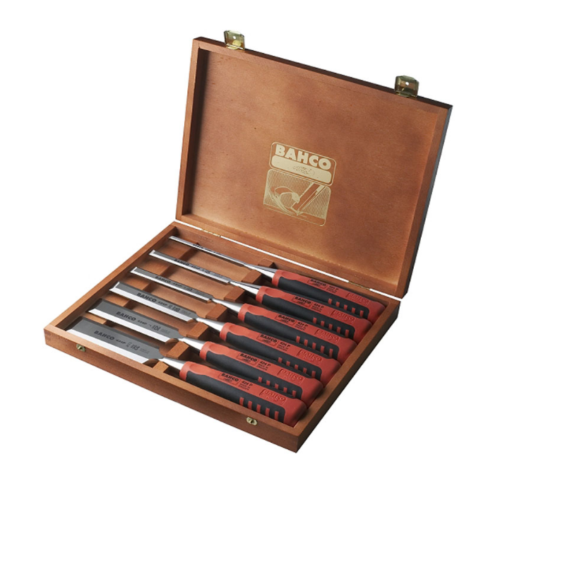 Bahco Stechbeitel Satz im Holzbox - Holzkiste - 424PS6GER
