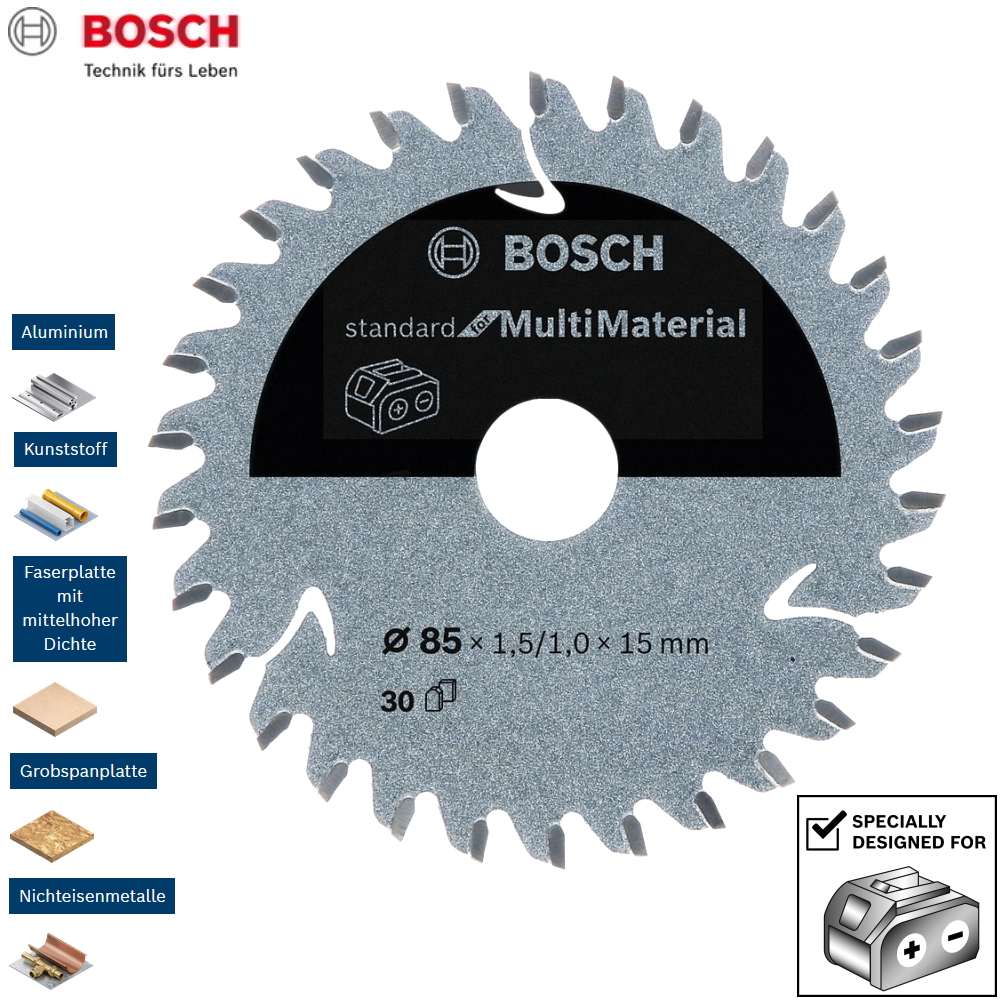 Bosch Sägeblatt Kreissägeblatt Standard Multi Material - Akkusägen - 85mm
