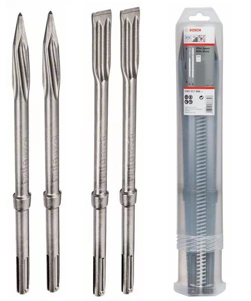 Bosch SDS MAX R-TEC Meißel Set 2x flach 2x spitz-  400mm lang - 4-teilig