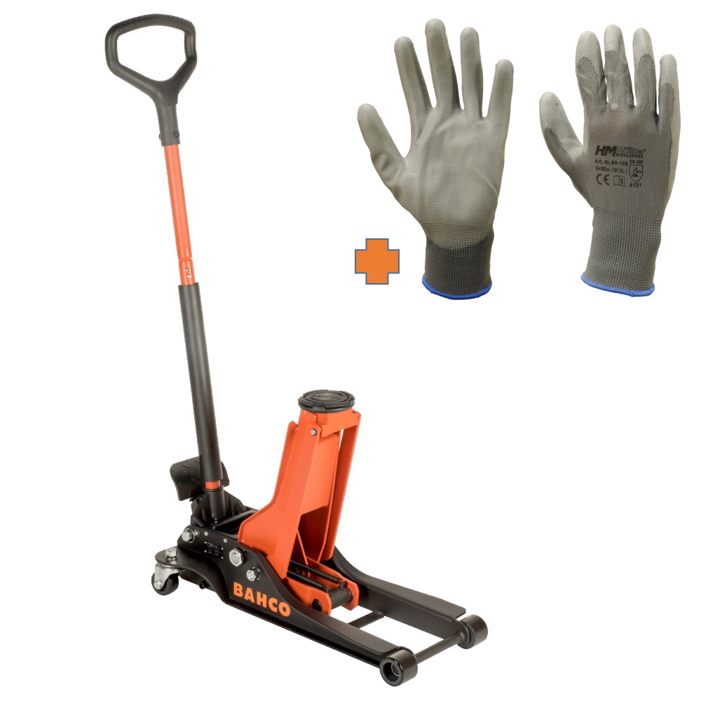 Bahco Wagenheber Rangierwagenheber BH 12000 2 T mit Doppelkolben + Handschuhe
