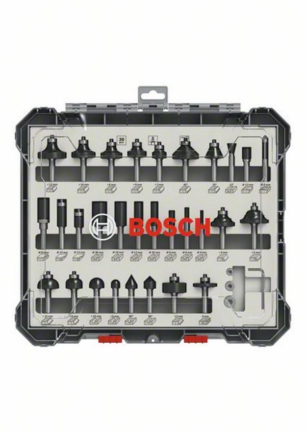 Bosch 30-teiliges Fräser-Set Fräser - 8mm Schaft - in Kassette