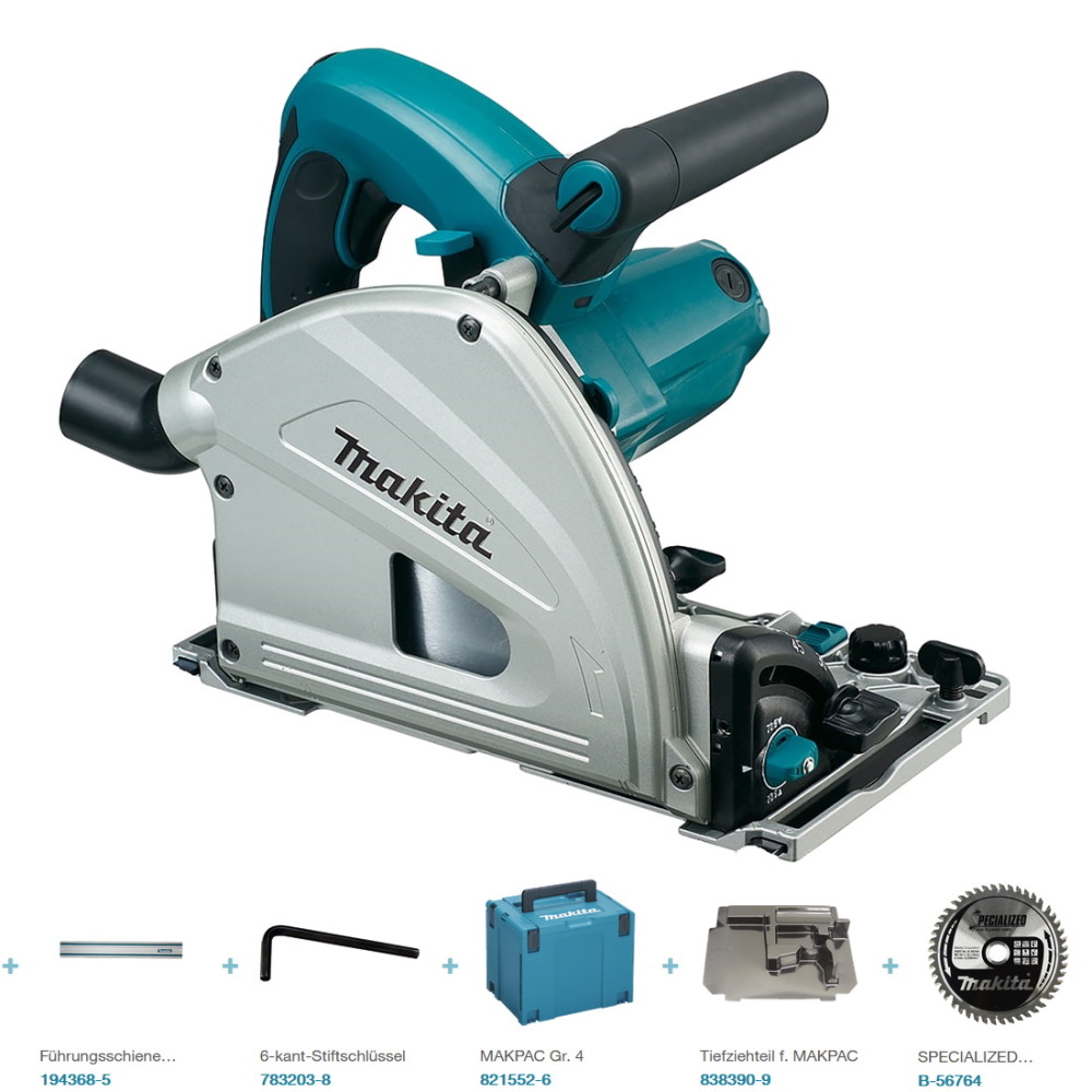 Makita Tauchsäge - SP6000J1- im Makpac Größe 4 - inkl. Führungsschiene