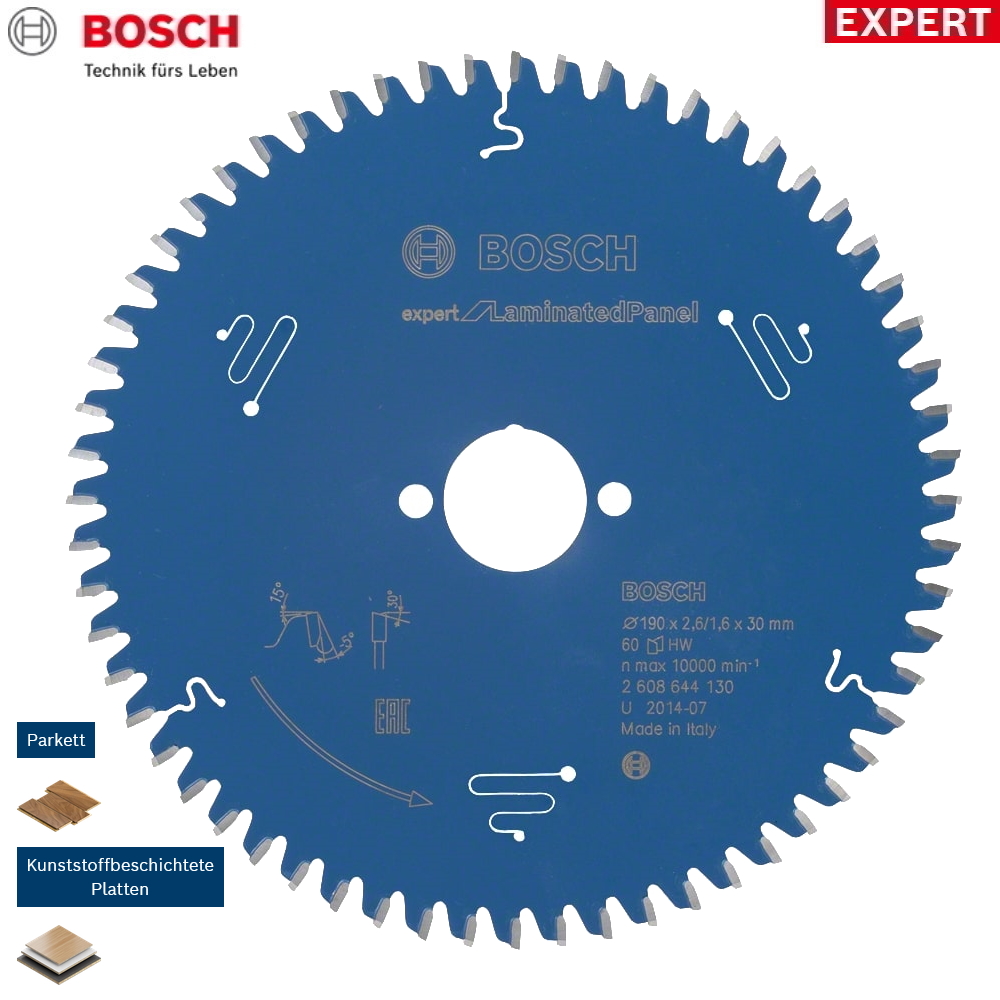 Bosch Sägeblatt Kreissägeblatt EXPERT for laminated Panel - Parkett - 190mm