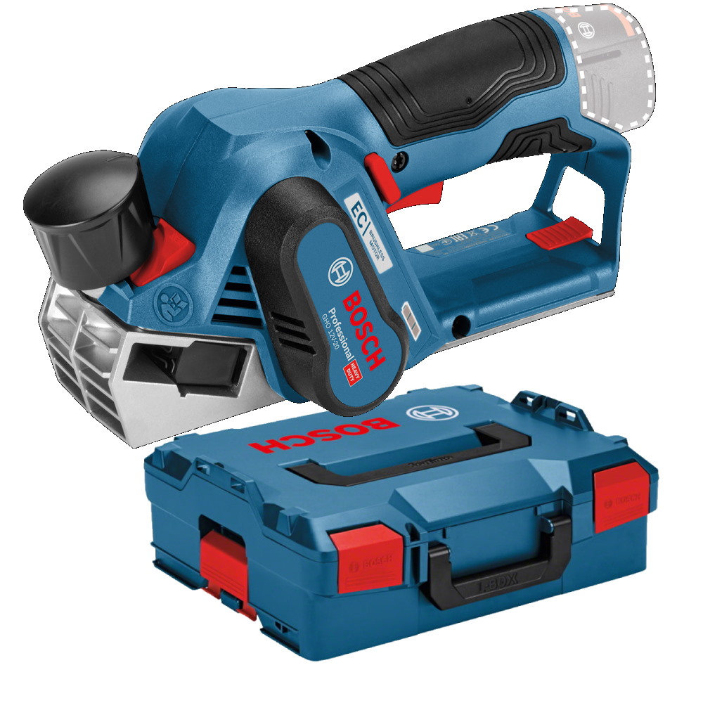 Bosch Akku Hobel GHO 12V-20 Professional mit 2 Hobelmesser - L-BOXX 138 - SOLO