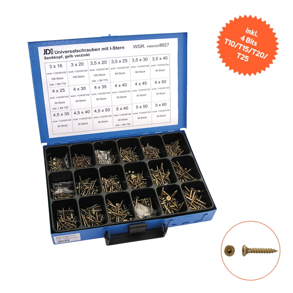 Dresselhaus Schraubenset Sortiment Torx im Kasten - Senkkopf - 944 teilig - 8627