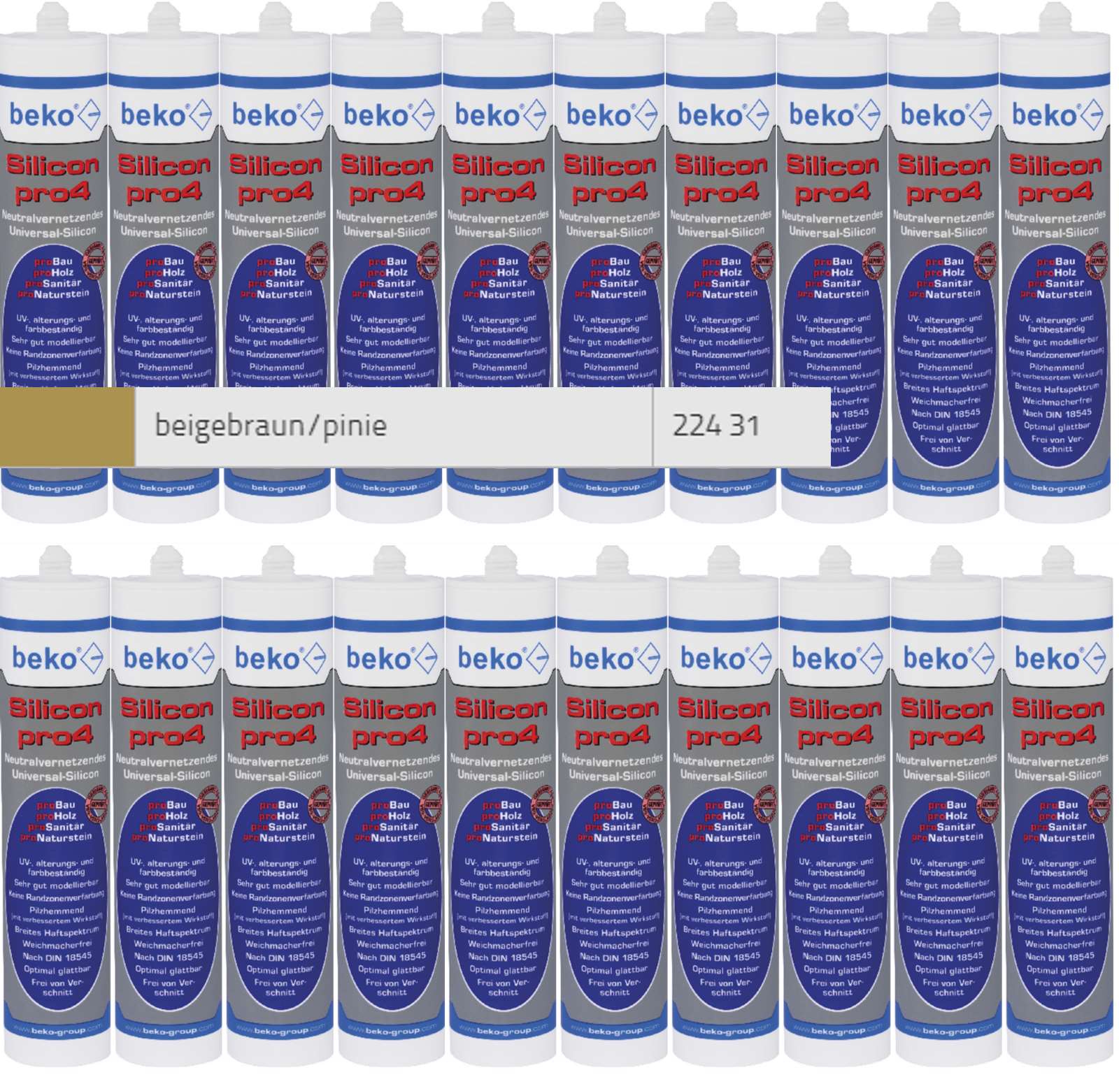 Beko 20x pro4 Premium-Silicon 310ml - 1 Karton - beigebraun / pinie