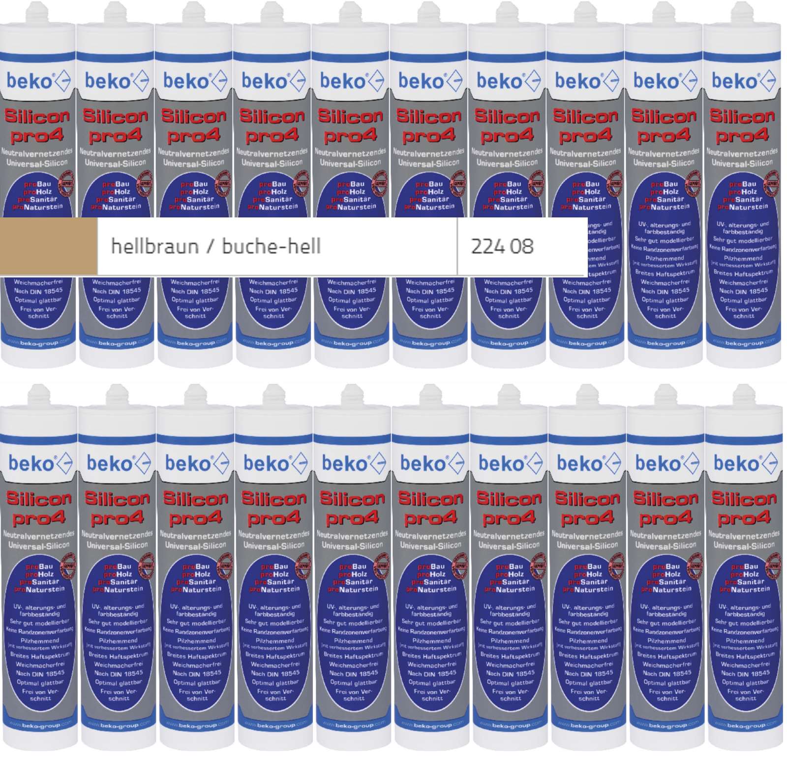 Beko 20x pro4 Premium-Silicon 310ml - 1 Karton - hellbraun / buche-hell