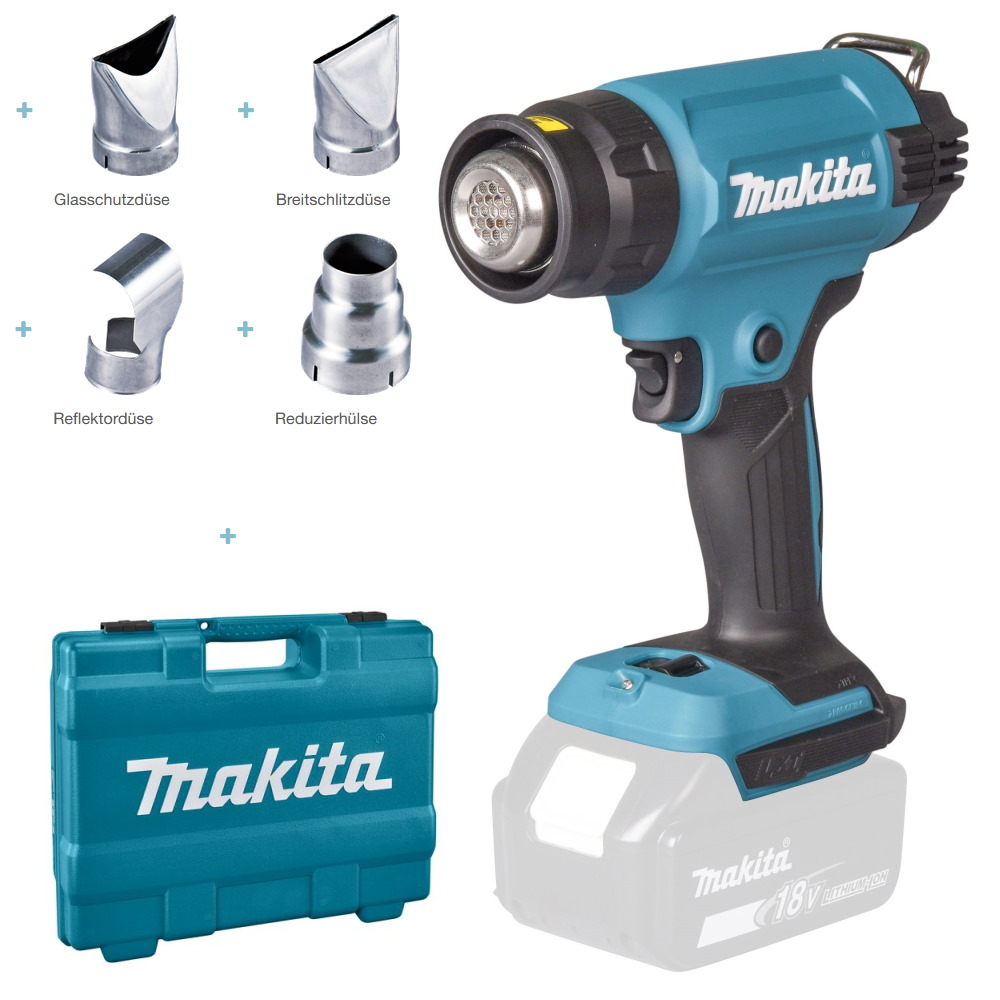 Makita Akku Heißluftgebläse DHG181ZK - 18 V - SOLO ohne Akku/Ladegerät im Koffer