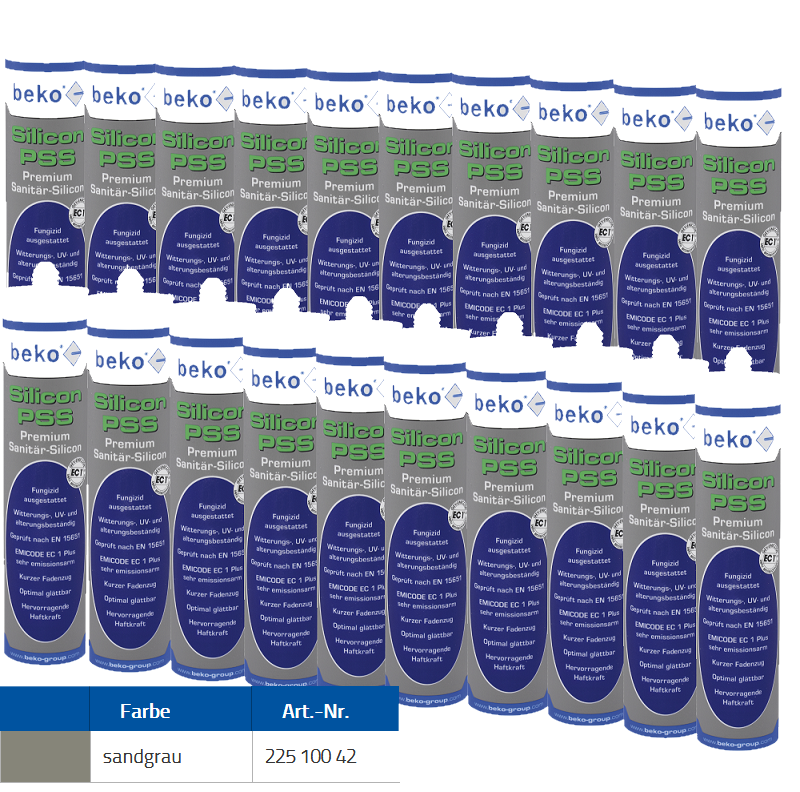 Beko 20x Premium Sanitär Silicon 310ml - PSS Silicon Premium - sandgrau