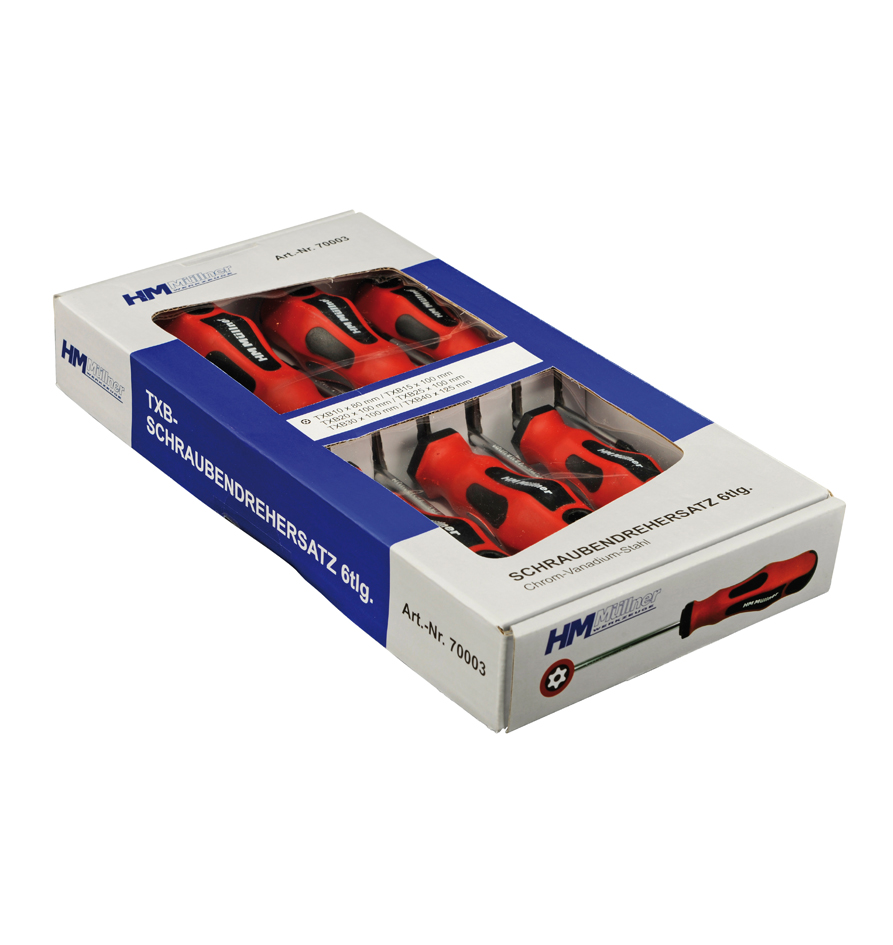 HM Müllner Schraubendrehersatz - TX mit Bohrung TXB - 6-teilig - 70003