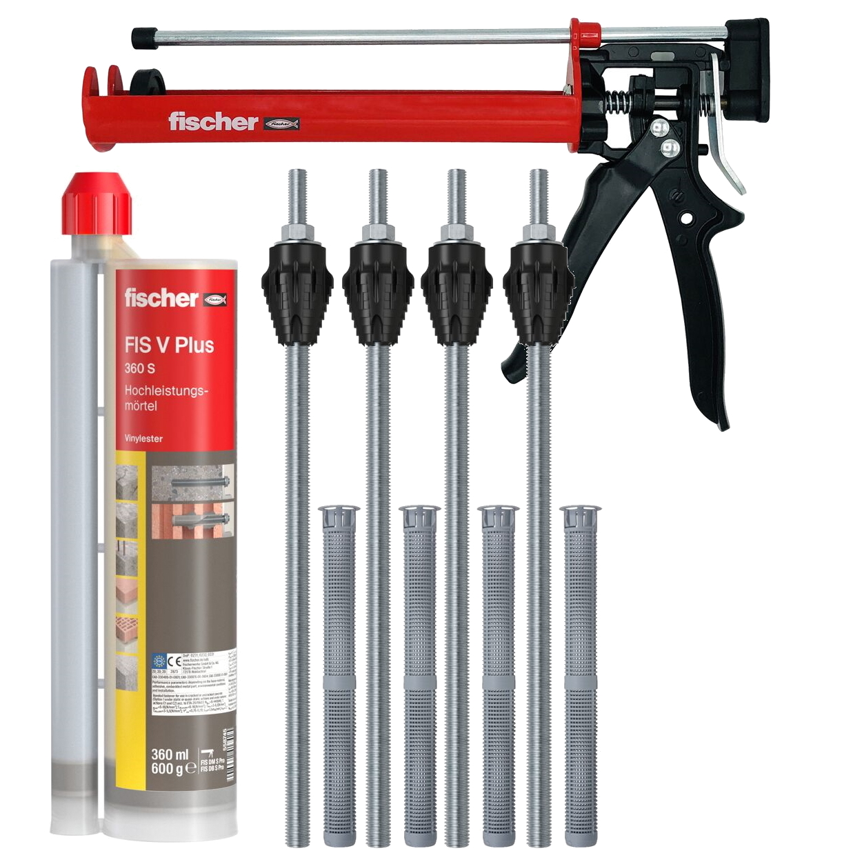 Fischer Thermax Set - 4xTHERMAX M16/170 M12 - 1xMörtel FISVPlus360S - 1x Pistole