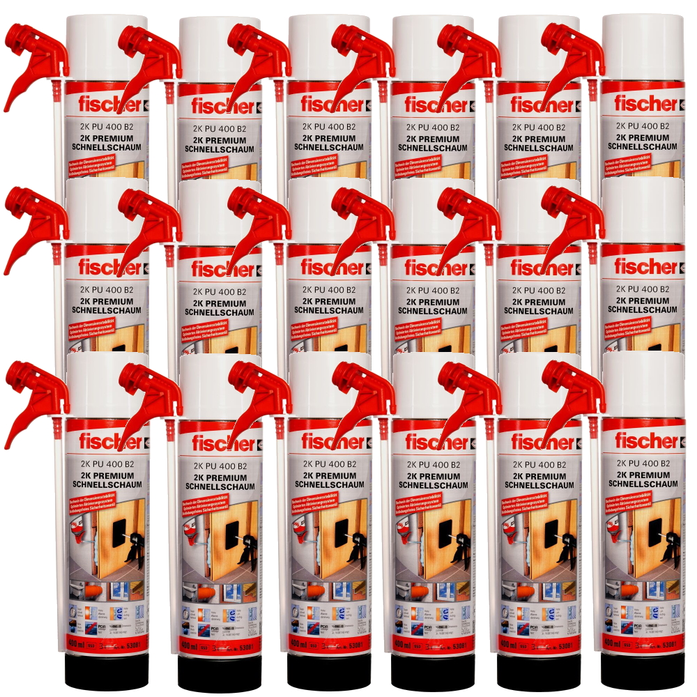 18x Fischer 2K Premium Schnellschaum PU 400 B2 Zargenschaum Montageschaum 53081