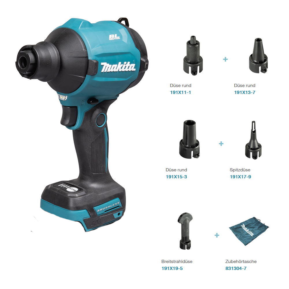 Makita Akku Gebläse - DAS180Z - 18V - 0-1,1 m3/min - ohne Akku/Ladegerät