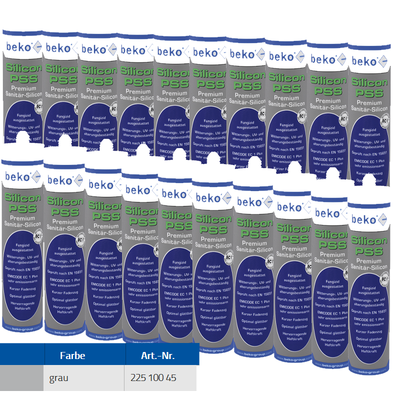Beko 20x Premium Sanitär Silicon 310ml - PSS Silicon Premium - grau