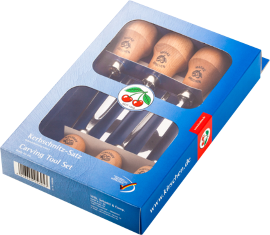 Kirschen Kerbschnitzmesser-Set Satz - Nr. 5696000 - 6-teilig - für mittelhartes Holz