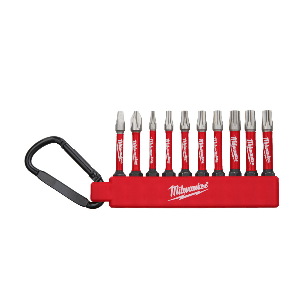 Milwaukee Bitsatz Shockwave Set - mit Karabiner - 10 teilig - Schlagfest