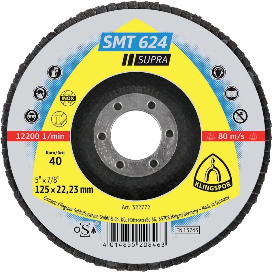 Klingspor 10 Schleifmopteller SMT624 125mm K 40 - gewölbt