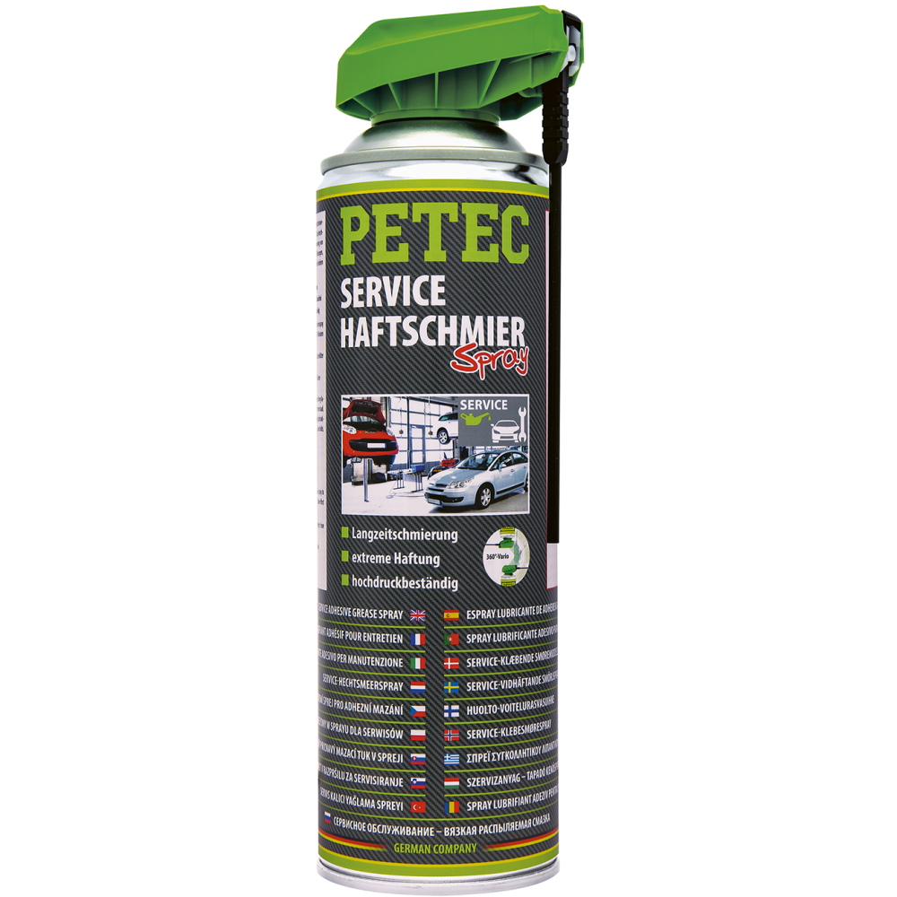Petec 71550 Service Haftschmierspray - 500ml Dose - 360 Grad Sprühkopf