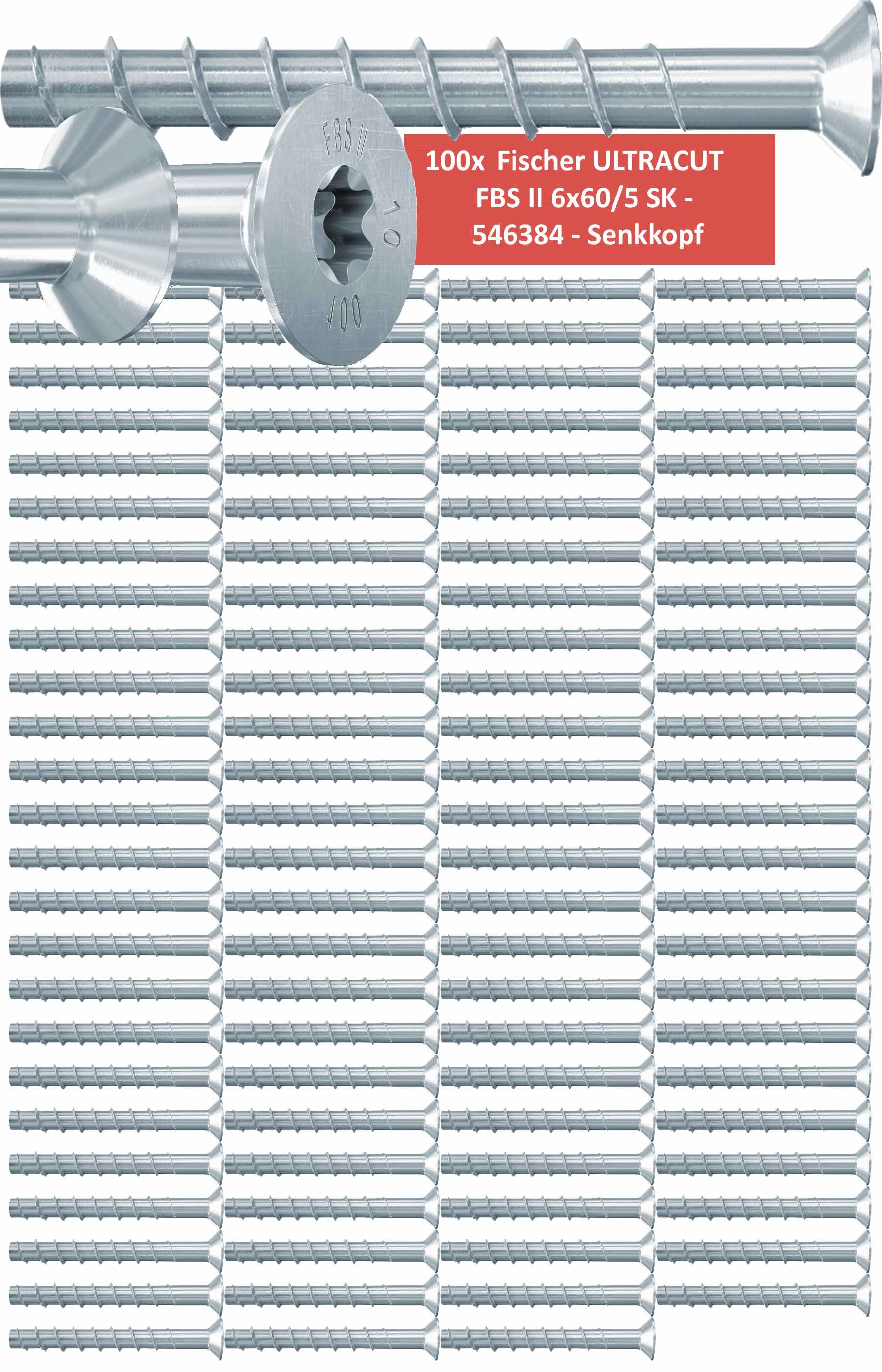 100 Fischer Betonschrauben ULTRACUT FBS II 6x60/5 SK - 546384 - Senkkopf