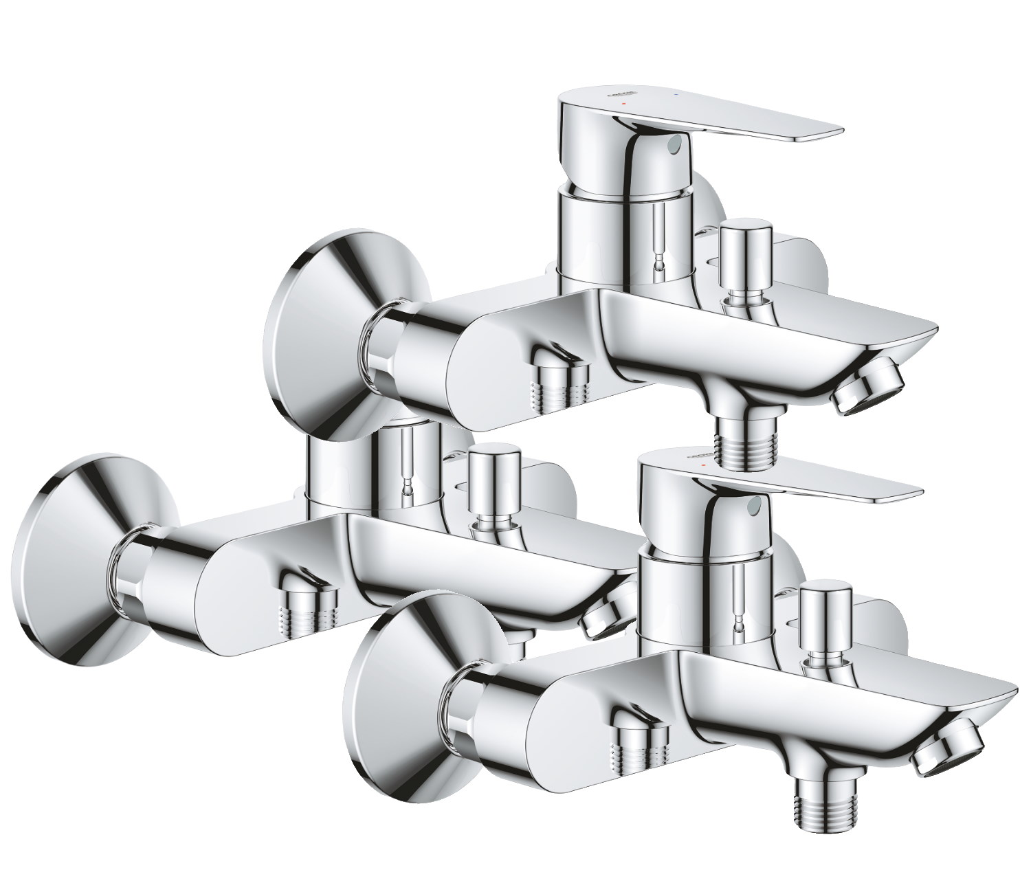 GROHE 3x Einhand-Wannenbatterie BauEdge - 23604001 - 1/2" - 35mm Keramikkartusche