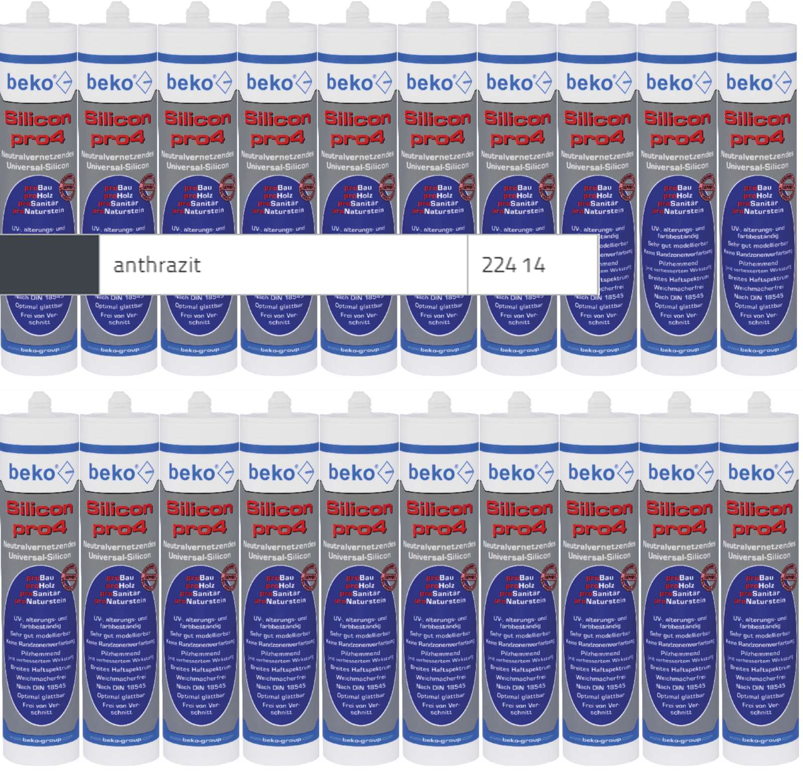 Beko 20x pro4 Premium-Silicon 310ml - 1 Karton - anthrazit