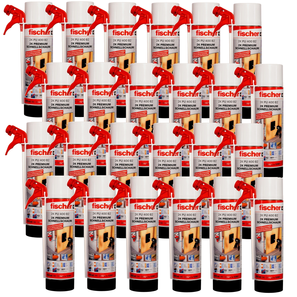 24x Fischer 2K Premium Schnellschaum PU 400 B2 Zargenschaum Montageschaum 53081