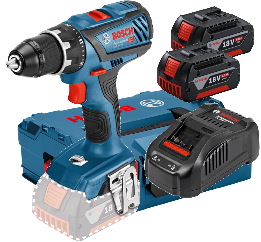 Bosch Akku-Bohrschrauber GSR 18V-28 - L-BOXX - 2x GBA 5AH - GAL1880CV