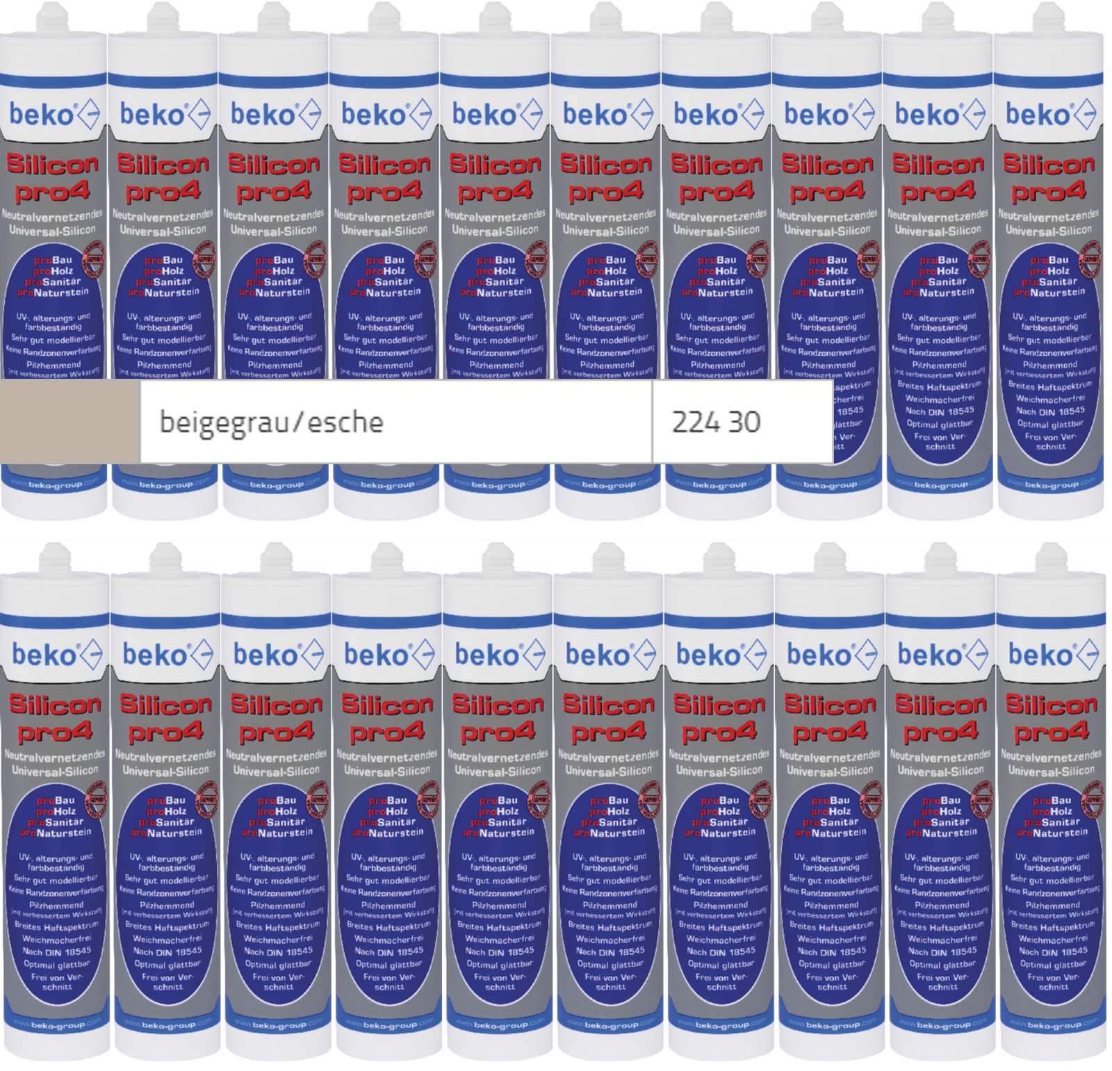 Beko 20x pro4 Premium-Silicon 310ml - 1 Karton - beigegrau / esche