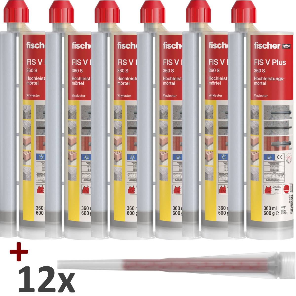 Fischer 6x Montagemörtel Hochleistungsmörtel FIS V Plus 360 S - 558745 - 360ml