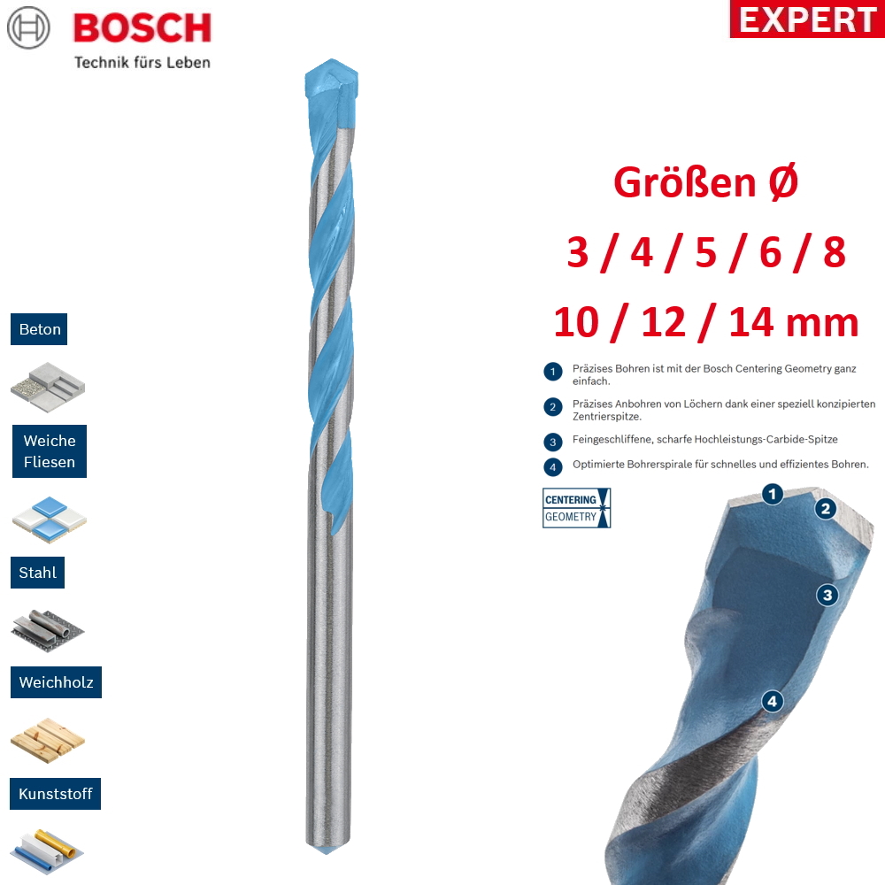 Bosch Bohrer Schlagbohrer EXPERT CYL-9 Multiconstruction - Beton - Ø 3 - 14 mm