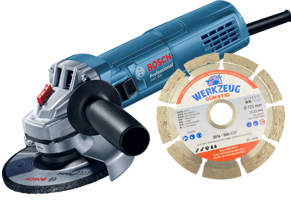 Bosch Winkelschleifer GWS 880 Watt - 125mm - inkl. Diamanttrennscheibe