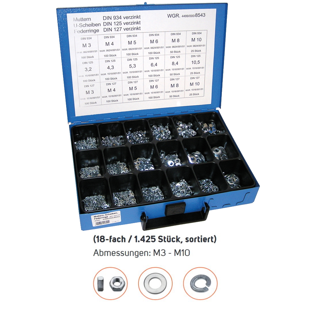 Dresselhaus Sortimentskasten Schraubenzubehör - im Kasten - 1425 teilig - 8543